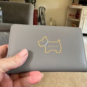 Radley London Blue/Gray Scotty Outline Bifold Leather Wallet